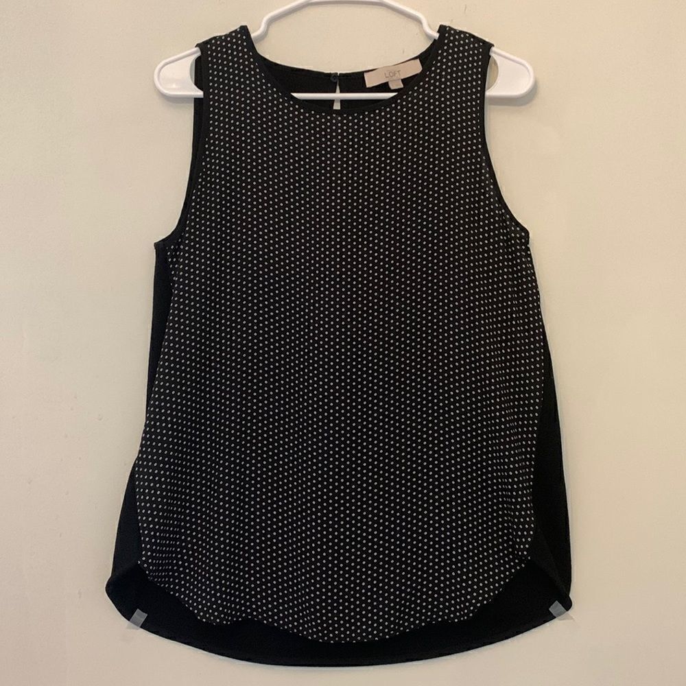 Loft black with white small circles and solid black back Size S Length 27”